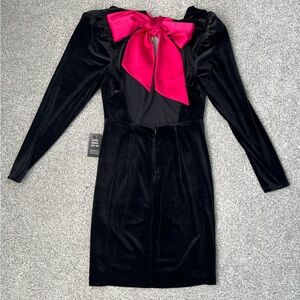 Black velvet dress with open back